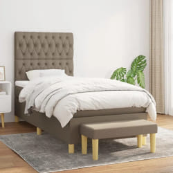 VIDAXL Sommier avec Matelas - Taupe 90x190 cm Tissu