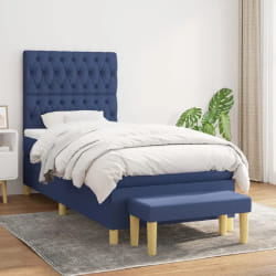 vidaXL Sommier à lattes avec matelas 90x190 cm Bleu