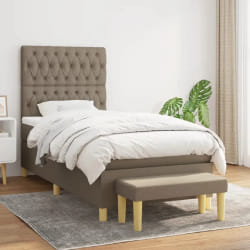 vidaXL Sommier à lattes lit matelas 90x200 cm Tissu Taupe