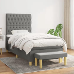 VIDA XL Sommier 100x200 cm - Gris foncé Tissu