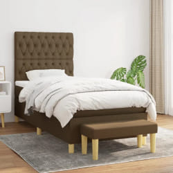 vidaXL Sommier à lattes avec matelas - Tissu 100x200 cm Marron foncé