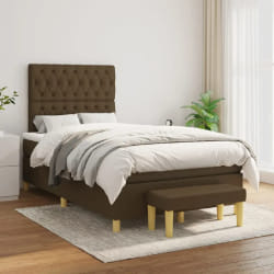 vidaXL Sommier 120x200cm Tissu - Marron foncé