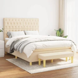 vidaXL Sommier à lattes de lit - Crème 140x200 cm Tissu