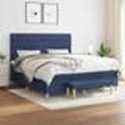 vidaXL Sommier à lattes de lit avec matelas Bleu 180x200 cm Tissu 3137419