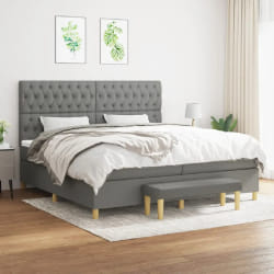 VidaXL Sommier à Lattes et Matelas - Gris Foncé, 200x200 cm Tissu