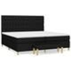 vidaXL Sommier à lattes de lit avec matelas Noir 200x200 cm Tissu - 200 x 200 cm