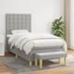 vidaXL Sommier à lattes de lit et matelas Gris clair 90x190 cm Tissu - 90 x 190 cm