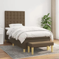 vidaXL Sommier à Lattes et Matelas Marron Foncé 90x200 cm