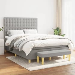 VIDAXL vidaXL Sommier à lattes de lit avec matelas Gris clair 140x190 cm