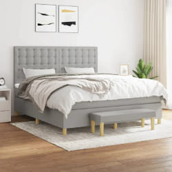 vidaXL Lit sommier et matelas - Gris clair 160x200