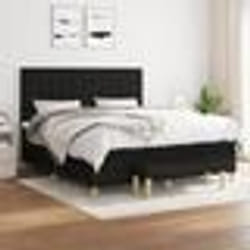 vidaXL Sommier à lattes de lit avec matelas Noir 160x200 cm Tissu - 160 x 200 cm