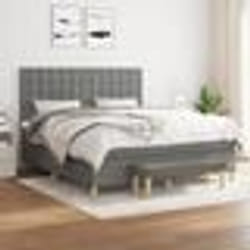 vidaXL Sommier à lattes de lit avec matelas Gris foncé 180x200cm Tissu - 180 x 200 cm