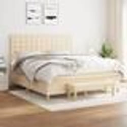vidaXL Sommier à lattes de lit avec matelas Crème 180x200 cm Tissu - 180 x 200 cm
