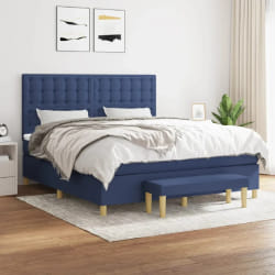 vidaXL Sommier à lattes de lit avec matelas - Bleu 180x200 cm