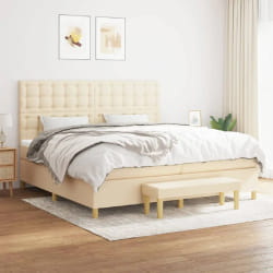 VidaXL Sommier à lattes de lit avec matelas - 200x200 cm - Crème