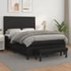 vidaXL Sommier à lattes de lit avec matelas Noir 140x190 cm Similicuir - 140 x 190 cm