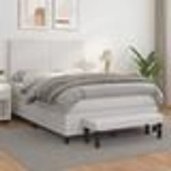vidaXL Sommier à lattes de lit avec matelas Blanc 140x200cm Similicuir - 140 x 200 cm
