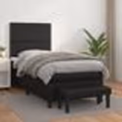 vidaXL Sommier à lattes de lit avec matelas Noir 90x190 cm Similicuir - 90 x 190 cm