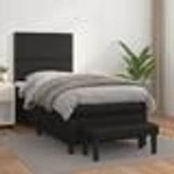 vidaXL Sommier à lattes de lit avec matelas Noir 90x190 cm Similicuir - 90 x 190 cm