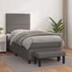 vidaXL Sommier à lattes de lit avec matelas Gris 100x200 cm Similicuir - 100 x 200 cm