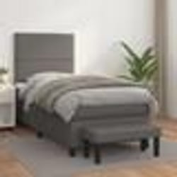 vidaXL Sommier à lattes de lit avec matelas Gris 100x200 cm Similicuir - 100 x 200 cm
