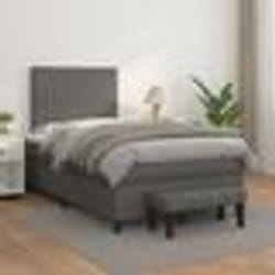 vidaXL Sommier à lattes de lit avec matelas Gris 120x200 cm Similicuir - 120 x 200 cm