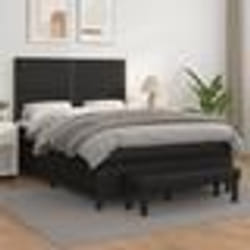 vidaXL Sommier à lattes de lit avec matelas Noir 140x190 cm Similicuir - 140 x 190 cm