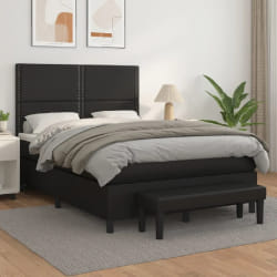 vidaXL Sommier à lattes de lit avec matelas 140x200 cm - Noir