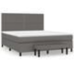 vidaXL Sommier à lattes de lit avec matelas Gris 180x200 cm Similicuir - 180 x 200 cm