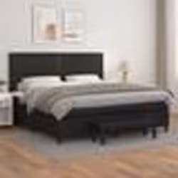 vidaXL Sommier à lattes de lit avec matelas Noir 200x200 cm Similicuir - 200 x 200 cm
