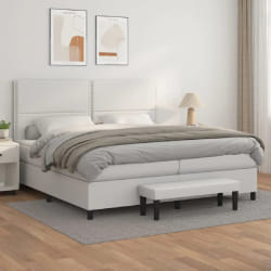 VidaXL Sommier à lattes et matelas Blanc 200x200 cm Similicuir