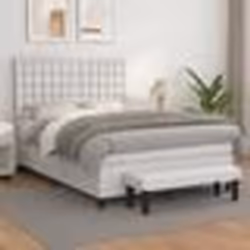 vidaXL Sommier à lattes de lit avec matelas Blanc 140x190cm Similicuir - 140 x 190 cm