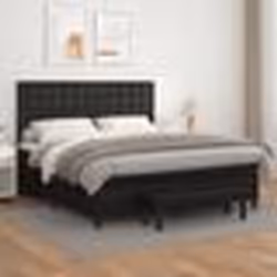 vidaXL Sommier à lattes de lit avec matelas Noir 180x200 cm Similicuir - 180 x 200 cm