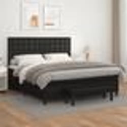 vidaXL Sommier à lattes de lit avec matelas Noir 180x200 cm Similicuir - 180 x 200 cm