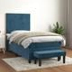 vidaXL Sommier à lattes de lit avec matelas Bleu foncé 90x190 cm - 90 x 190 cm