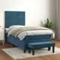 vidaXL Sommier à lattes de lit avec matelas Bleu foncé 100x200 cm - 100 x 200 cm
