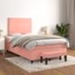 vidaXL Sommier à lattes de lit avec matelas Rose 120x200 cm Velours - 120 x 200 cm