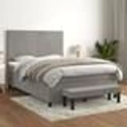 vidaXL Sommier à lattes de lit et matelas Gris clair 140x200cm Velours - 140 x 200 cm