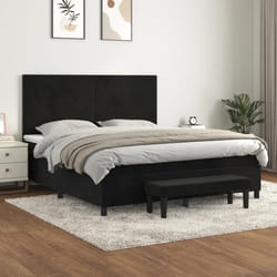 vidaXL Sommier à lattes de lit et matelas Noir 160x200 cm Velours - 160 x 200 cm