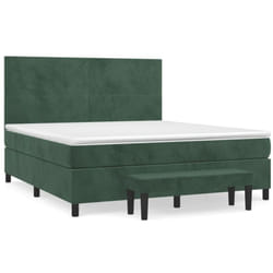 vidaXL Sommier à lattes de lit et matelas Vert foncé 160x200cm Velours - 160 x 200 cm