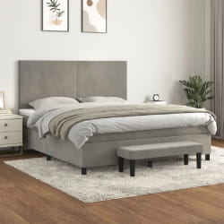 vidaXL Sommier 180x200 cm - Gris clair en velours