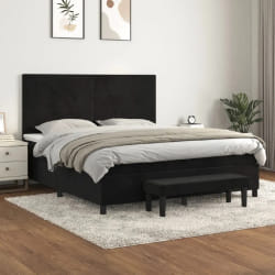 vidaXL Sommier à lattes de lit avec matelas Noir 180x200 cm Velours - 180 x 200 cm