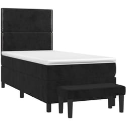 vidaXL Sommier à lattes de lit avec matelas Noir 90x190 cm Velours - 90 x 190 cm