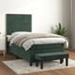 vidaXL Sommier à lattes de lit avec matelas Vert foncé 90x190 cm - 90 x 190 cm