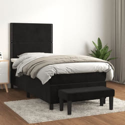 vidaXL Sommier à lattes de lit avec matelas Noir 90x200 cm Velours - 90 x 200 cm