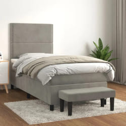 vidaXL Sommier à lattes - Gris clair 100x200 cm Velours