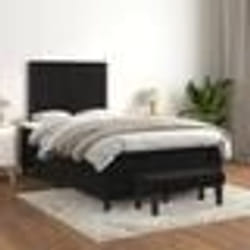 vidaXL Sommier à lattes de lit avec matelas Noir 120x200 cm Velours - 120 x 200 cm
