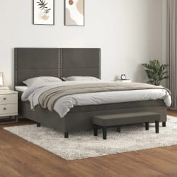 vidaXL Sommier à lattes Velours Gris foncé 160x200 cm