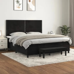 vidaXL Sommier à lattes de lit avec matelas Noir 180x200 cm Velours - 180 x 200 cm