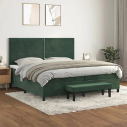 vidaXL Sommier à lattes de lit et matelas Vert foncé 200x200cm Velours - 200 x 200 cm